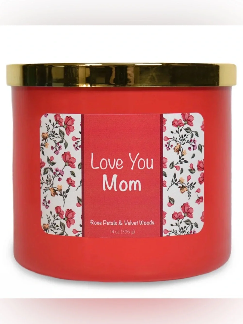 Love You Mom Rose Petals & Velvet Woods Scented Candle - 3 Wick, 14oz